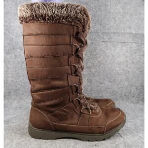 Route 66 Shoes Womens 9 Boots Tall Lace Up Winter Faux Fur Tamber Brown Casual
